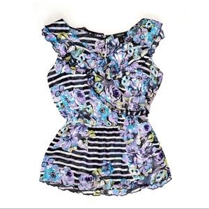 IZ BYER Women's Sleeveless Ruffled Top Small